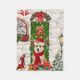 corgi Dog Christmas Fleece Blanket