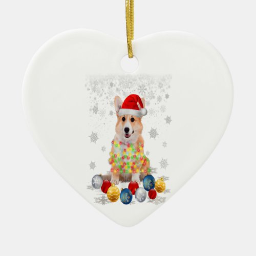 Corgi Dog Christmas Light Decor Xmas Pajamas Pj Ceramic Ornament