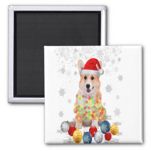 Corgi Dog Christmas Light Decor Xmas Pajamas Pj Magnet