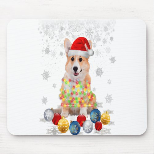 Corgi Dog Christmas Light Decor Xmas Pajamas Pj Mouse Pad