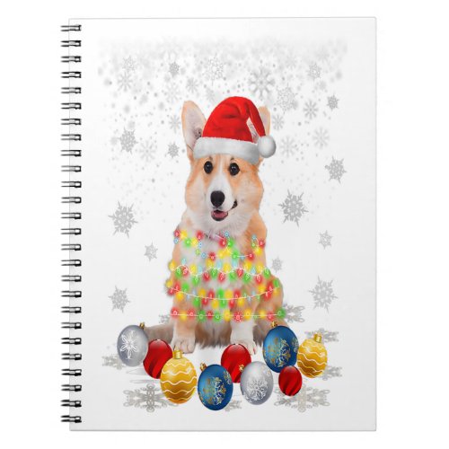 Corgi Dog Christmas Light Decor Xmas Pajamas Pj Notebook