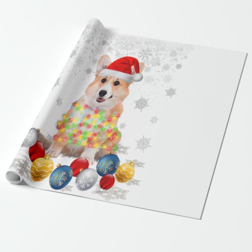 Corgi Dog Christmas Light Decor Xmas Pajamas Pj Wrapping Paper