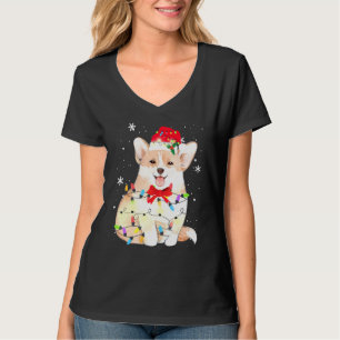 Corgi Dog Christmas Light Xmas Mom Dad T-Shirt