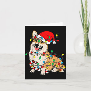 Corgi Dog Christmas Lights Pajama Santa Xmas Pet D Card
