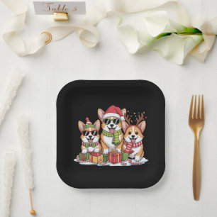 Corgi Dog Christmas Mom Dog Lover Holiday Gift Paper Plates