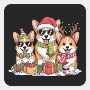 Corgi Dog Christmas Mom Dog Lover Holiday Gift Square Sticker