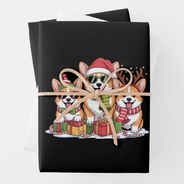 Corgi Dog Christmas Mom Dog Lover Holiday Gift Wrapping Paper Sheets (In situ)