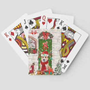 corgi Dog Christmas Poker Cards