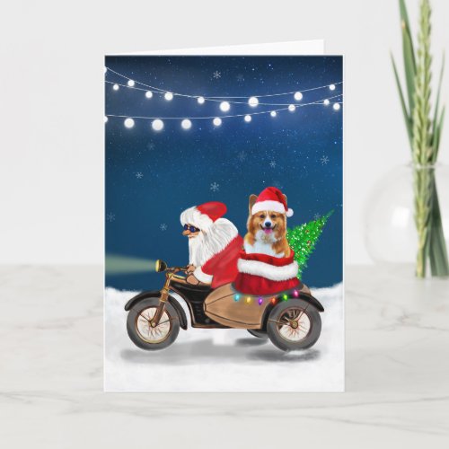 Corgi Dog Christmas Santa Claus  Card
