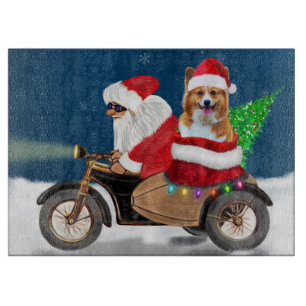 Corgi Dog Christmas Santa Claus Cutting Board