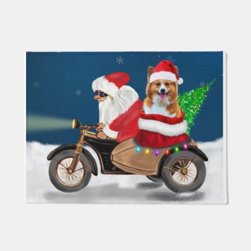 Corgi Dog Christmas Santa Claus  Doormat