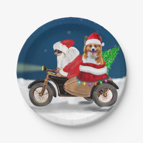 Corgi Dog Christmas Santa Claus  Paper Plates