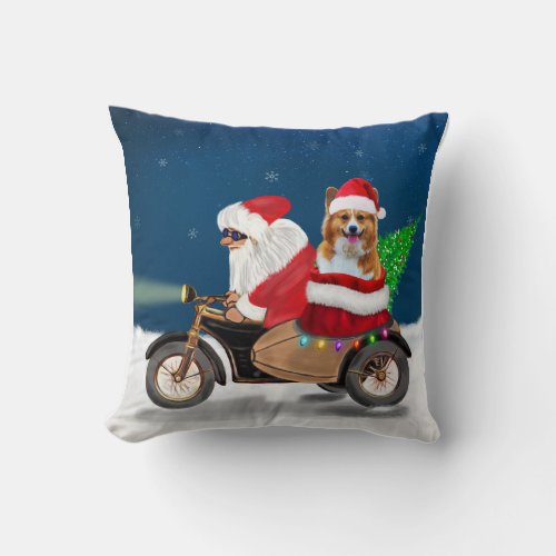 Corgi Dog Christmas Santa Claus Throw Pillow