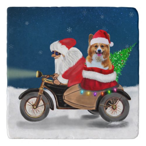 Corgi Dog Christmas Santa Claus  Trivet