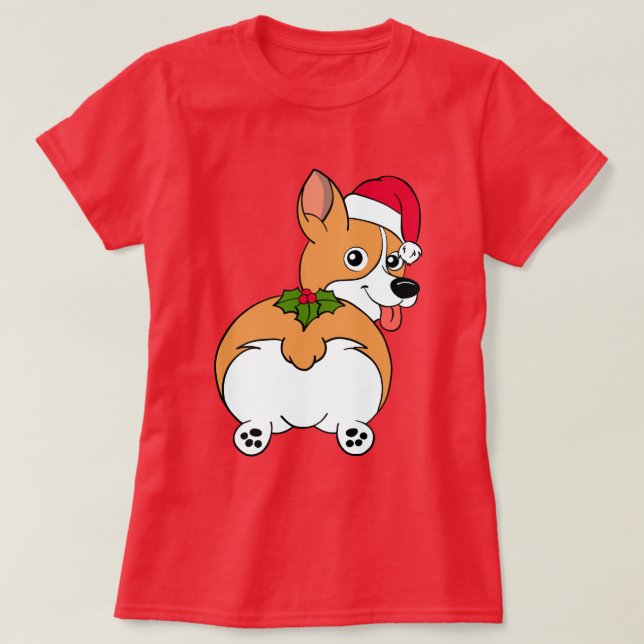 Corgi Dog Christmas T-Shirt (Design Front)