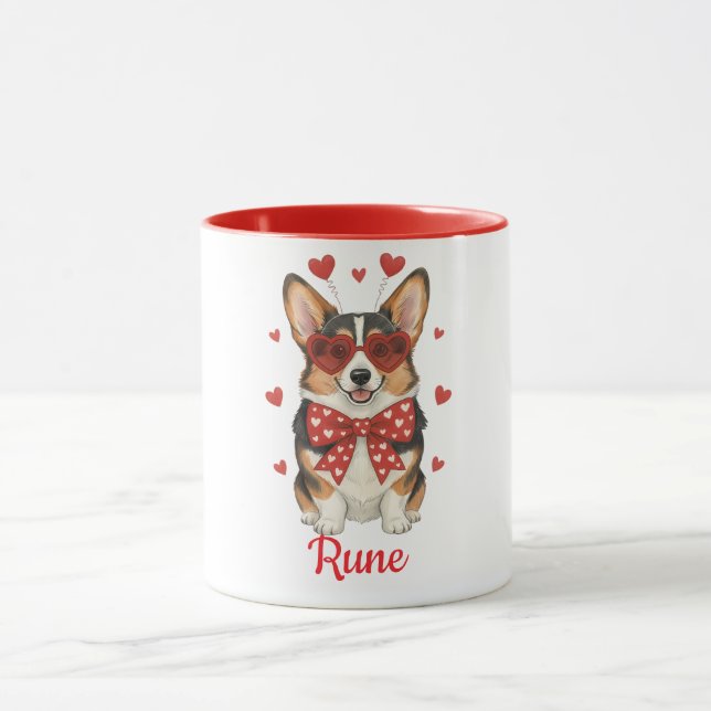 Corgi dog coffee mug happy Valentine's Day 2026 (Center)