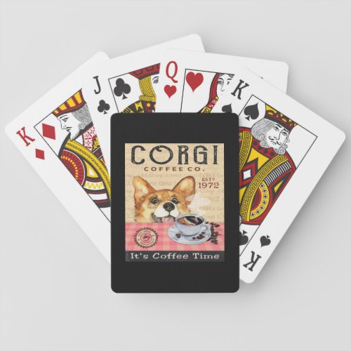 Corgi Dog Coffee Playing Cards