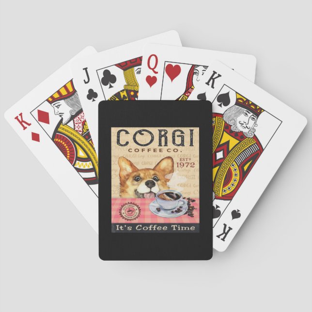 Corgi Dog Coffee Poker Cards (Back)