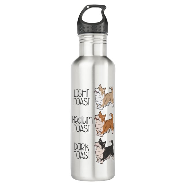 Corgi Dog & Coffee Stainless Steel Water Bottle (Front)
