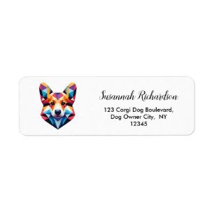 Corgi Dog Colorful Geometric Return Address Label