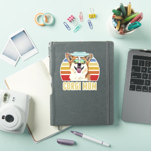 Corgi Dog Corgis Best Dog Mom Ever Retro Sunset Be Sticker