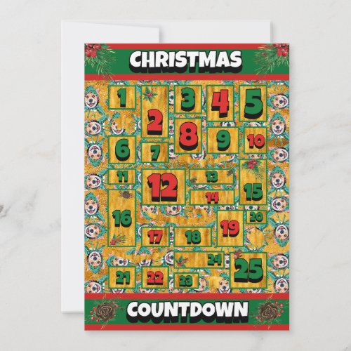 Corgi Dog Countdown Christmas Advent Calendar Holiday Card