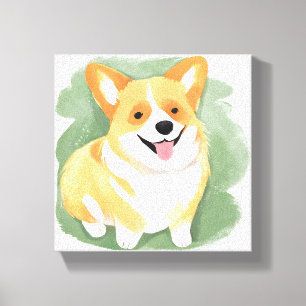 Corgi Dog Cute Dog Breed Watercolor Canvas Print