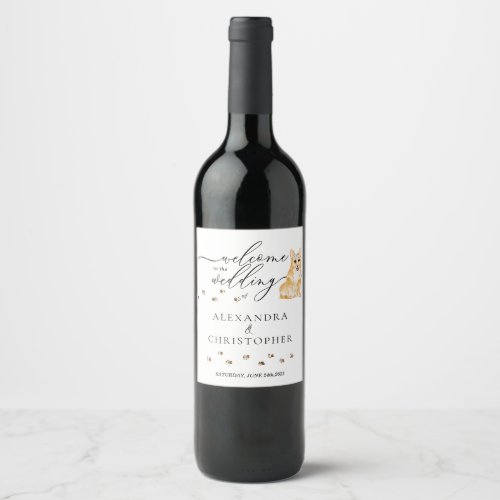 Corgi Dog Cute wedding Wine Label