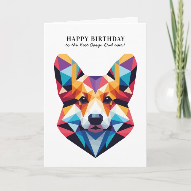 Corgi Dog Dad Modern Personalized Birthday Card (Front)