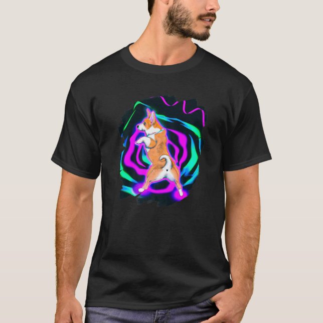 Corgi Dog Dancing Retro Breakdancing Dance Dancer  T-Shirt (Front)