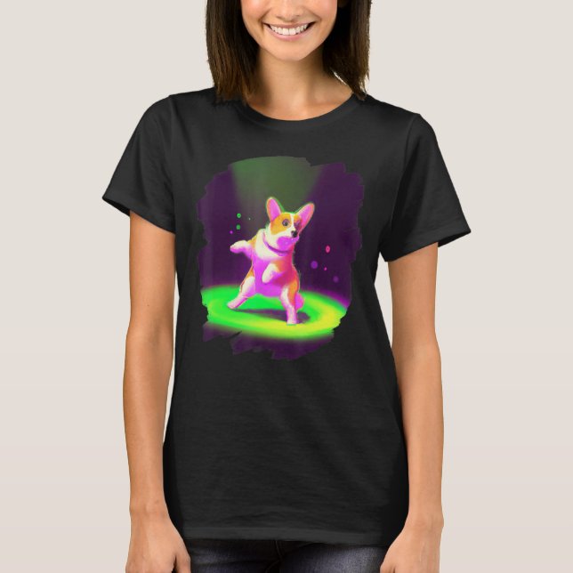 Corgi Dog Dancing Retro Breakdancing Dance Dancer  T-Shirt (Front)