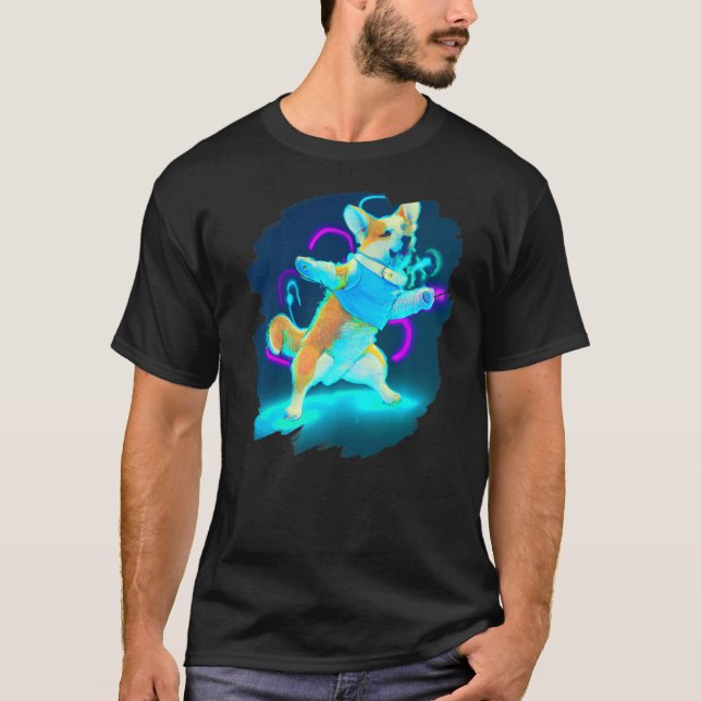 Corgi Dog Dancing Retro Breakdancing Dance Dancer  T-Shirt (Front)