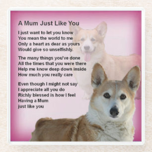 Corgi Dog Design Mom Poem Coaster