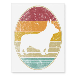Corgi Dog Distressed Style 70s 80s Men Women Swe Temporary Tattoos