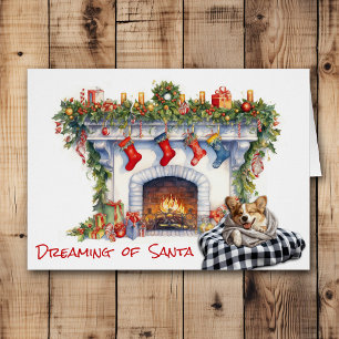 Corgi Dog Dreams of Santa Christmas Cards