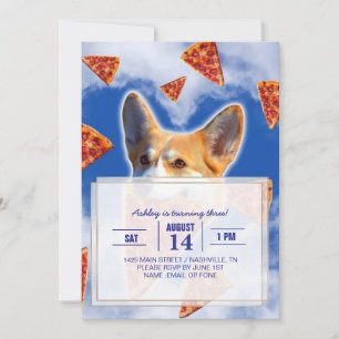 Corgi Dog Eating Pizza                            Invitation