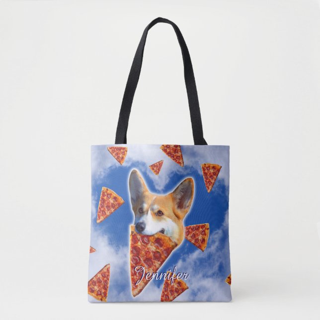 Corgi Dog Eating Pizza                             Tote Bag (Front)