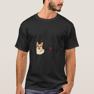 Corgi Dog Ekg Heartbeat Heart Line Dog Lovers For  T-Shirt