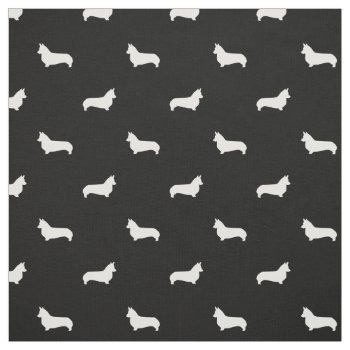 Corgi Dog Fabric  Black And White Corgi Silhouette by SilhouettePets at Zazzle