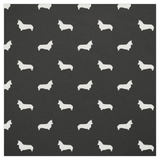 Corgi Dog fabric  black and white corgi silhouette