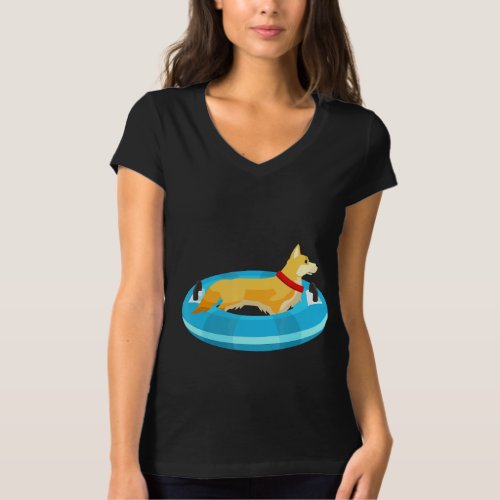 Corgi Dog Floating River Puppy Tubing T_Shirt