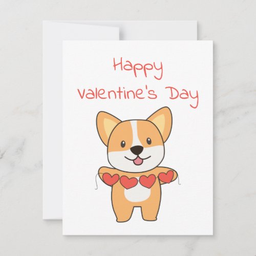 Corgi Dog For Valentines Day Cute Animals With  Holiday Card