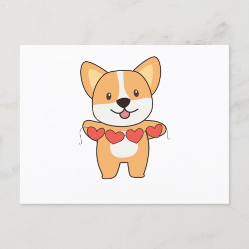 Corgi Dog For Valentines Day Cute Animals With Holiday Postcard