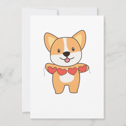 Corgi Dog For Valentines Day Cute Animals With Invitation