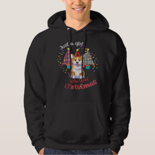 Corgi Dog Funny Merry Christmas Corgi Tree Lights Hoodie