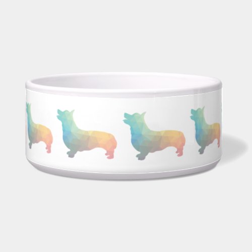 Corgi Dog Geometric Pattern Silhouette Pastel Bowl