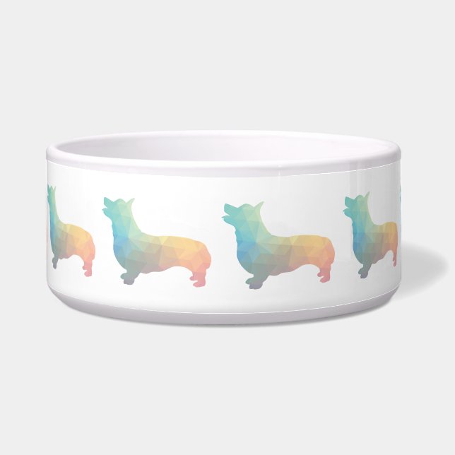 Corgi Dog Geometric Pattern Silhouette Pastel Bowl (Front)