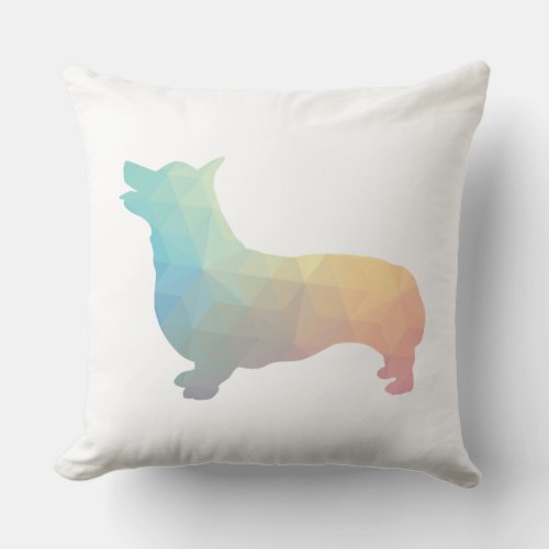 Corgi Dog Geometric Pattern Silhouette Pastel Throw Pillow