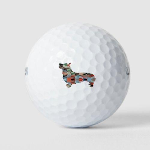 Corgi Dog Geometric Pattern Silhouette Plaid Golf Balls