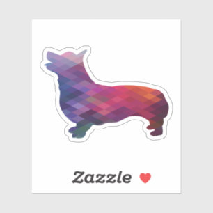 Corgi Dog Geometric Pattern Silhouette Purple Sticker
